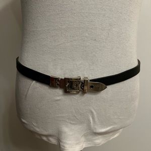 Brave Real Leather Balck Belt with Silver Detail